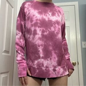 Sweaty Betty Sweatshirt Pullover Pink Tie Dye Athleisure Lounge Fall Extra Small